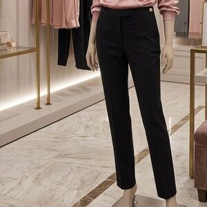 Lauren Ralph Lauren Black Slim Straight Trousers with Gold Button